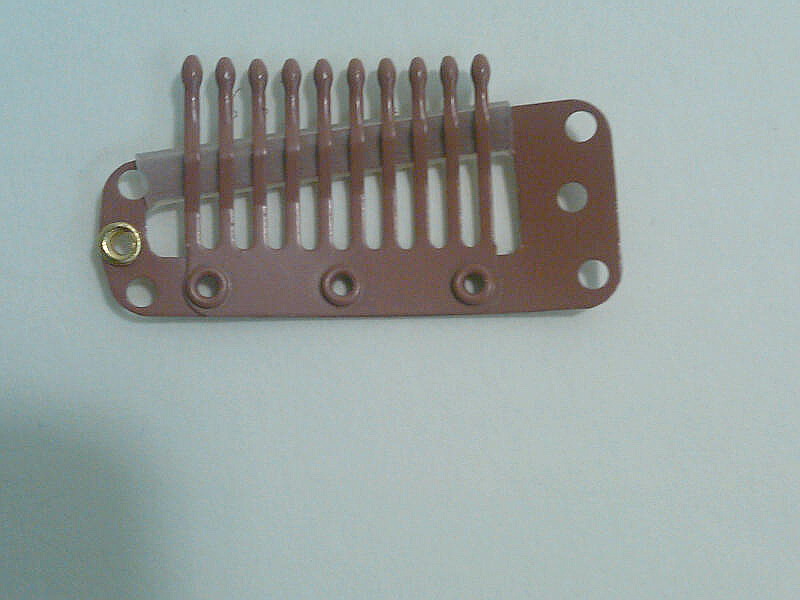 Hairpiece comb clip 10 teeth large med brown